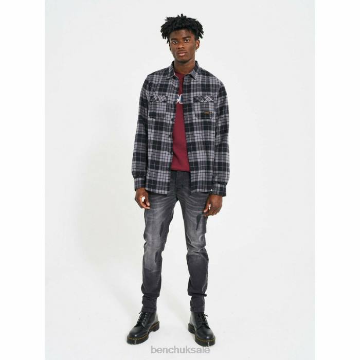 Apparel Bench Men CARLOW Flannel Shirt 6H8630 Black/Charcoal Check