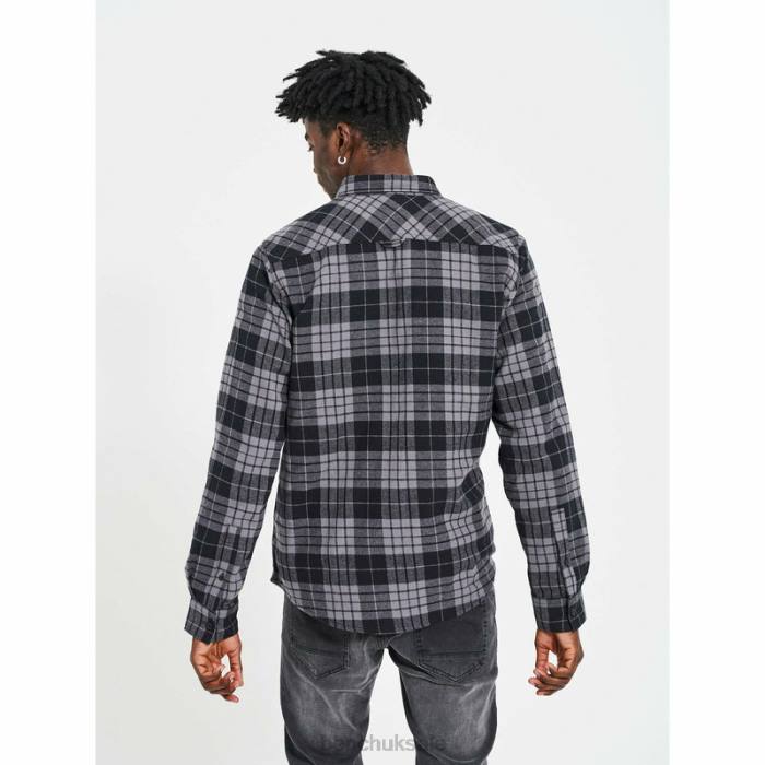 Apparel Bench Men CARLOW Flannel Shirt 6H8630 Black/Charcoal Check