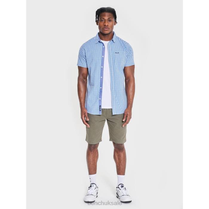 Apparel Bench Men ESHER Short Sleeve Shirt 6H8626 Blue Check