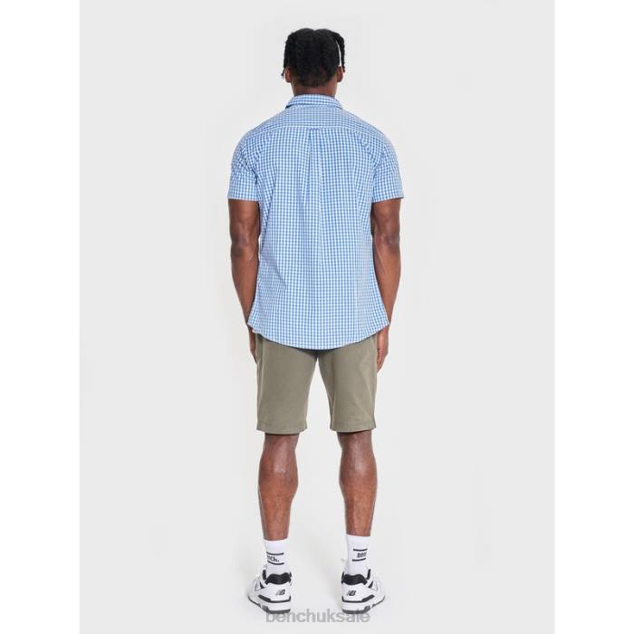 Apparel Bench Men ESHER Short Sleeve Shirt 6H8626 Blue Check