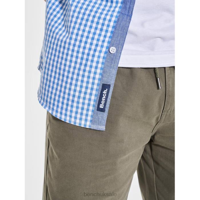 Apparel Bench Men ESHER Short Sleeve Shirt 6H8626 Blue Check