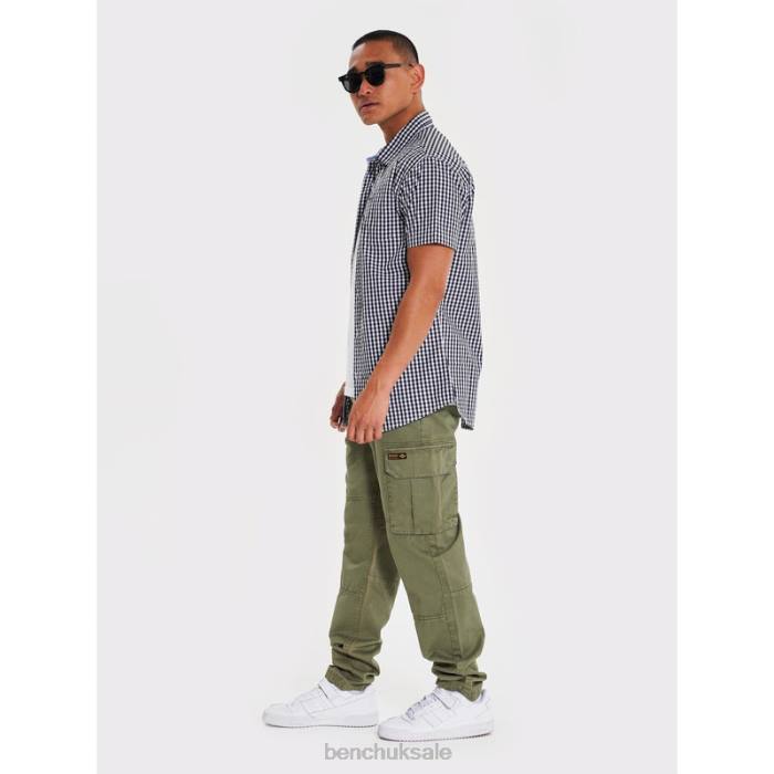 Apparel Bench Men ESHER Short Sleeve Shirt 6H8632 Black Check