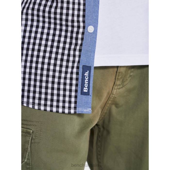 Apparel Bench Men ESHER Short Sleeve Shirt 6H8632 Black Check