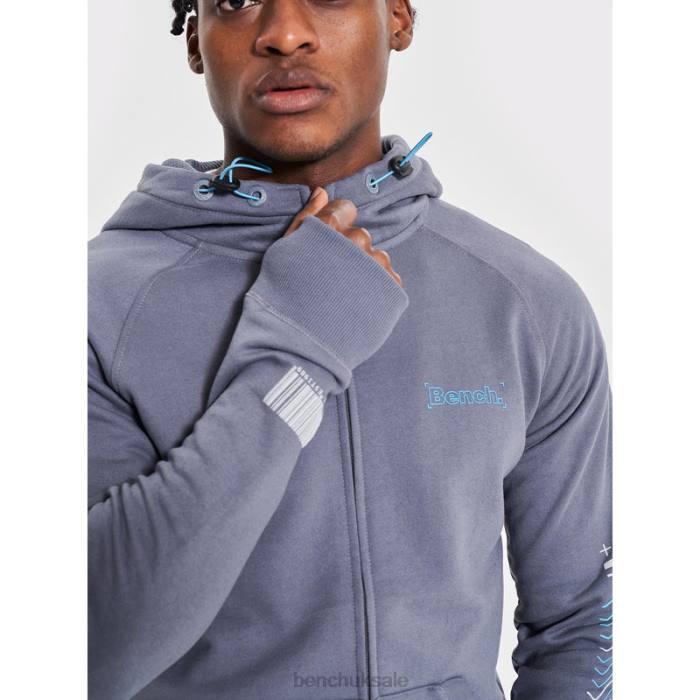 Apparel Bench Men LUCIAN Zip Through Sweat Hoodie 6H8661 Steel Grey