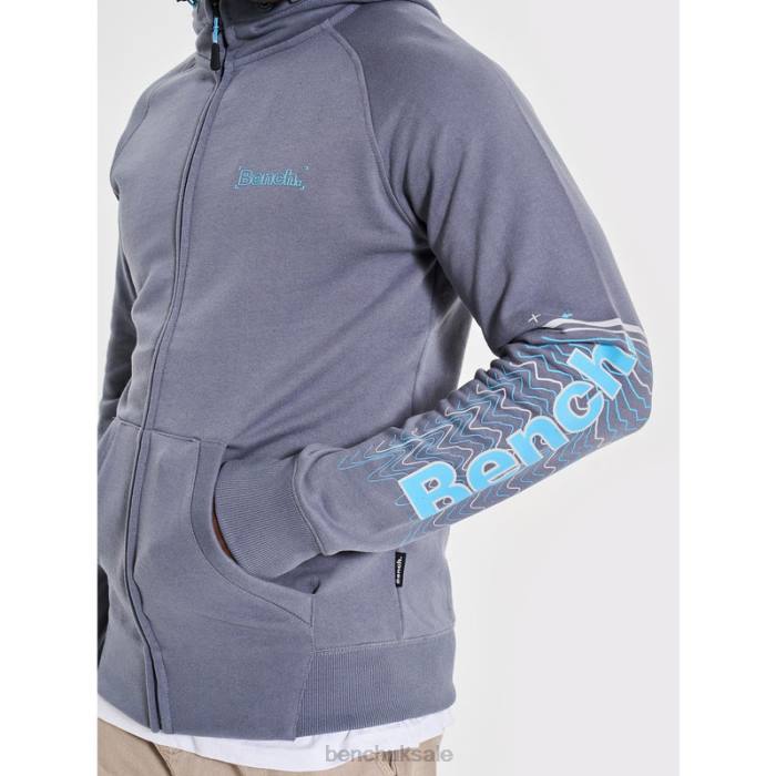 Apparel Bench Men LUCIAN Zip Through Sweat Hoodie 6H8661 Steel Grey