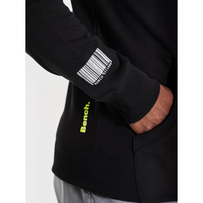 Apparel Bench Men LUCIAN Zip Through Sweat Hoodie 6H8662 Black