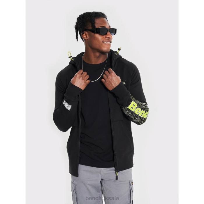 Apparel Bench Men LUCIAN Zip Through Sweat Hoodie 6H8662 Black