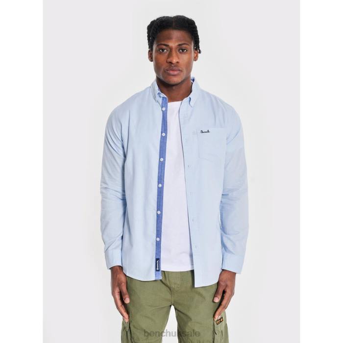 Apparel Bench Men OXFORD Long Sleeve Shirt 6H8625 Light Blue