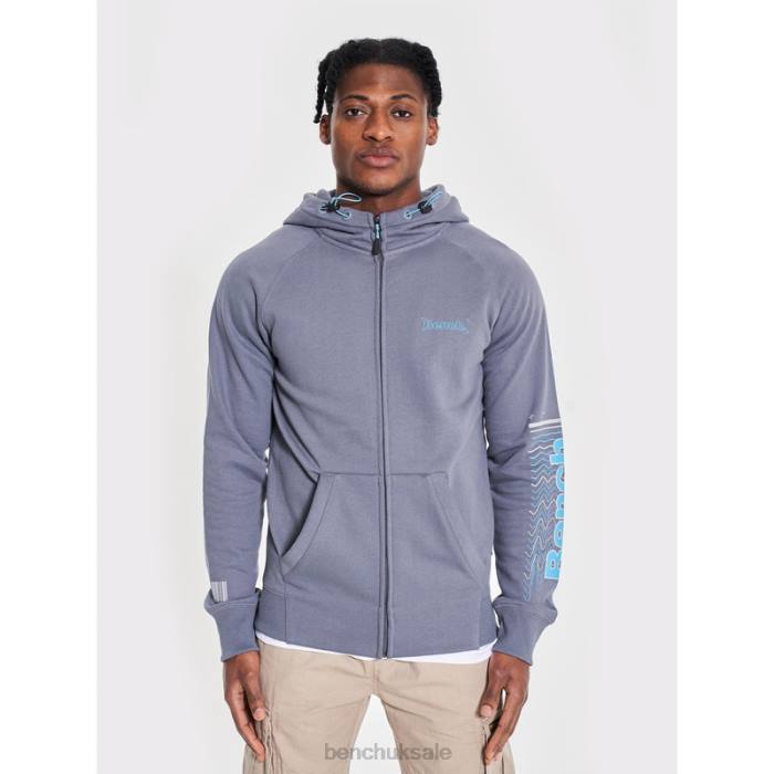 Apparel Bench Men LUCIAN Zip Through Sweat Hoodie 6H8661 Steel Grey