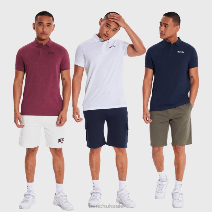 Apparel Bench Men BLANKA 3 Pack Polos 6H861 Assorted