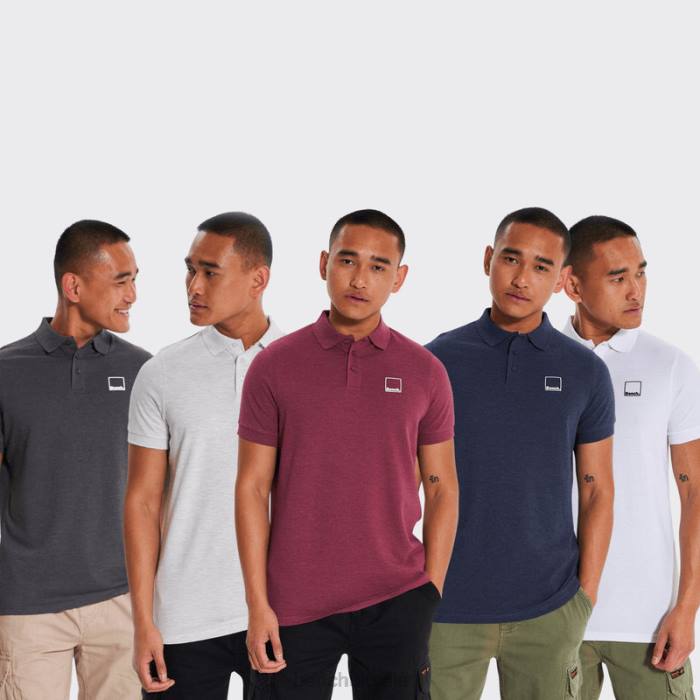 Apparel Bench Men PRITCHARD 5 Pack Polos 6H864 Assorted