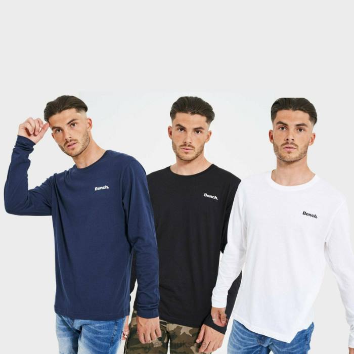 Apparel Bench Men VIREN 3 Pack Lounge T-Shirts 6H8621 Assorted