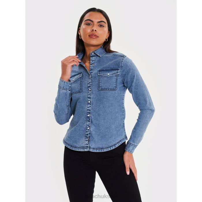Apparel Bench Women SHAYLIE Denim Shirt 6H86108 Mid Wash